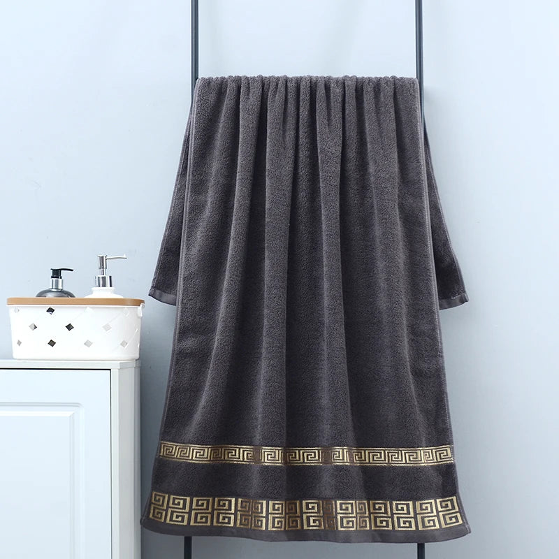 2pcs Black Bath Towels for Adults 100% Cotton Solid Terry Beach Towel Absorbent Yoga Shower Towels Bathroom Christmas Gift