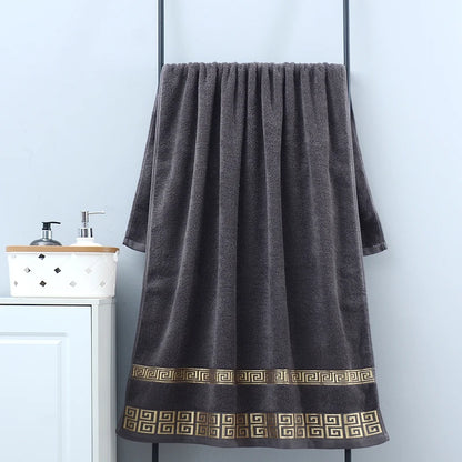 2pcs Black Bath Towels for Adults 100% Cotton Solid Terry Beach Towel Absorbent Yoga Shower Towels Bathroom Christmas Gift