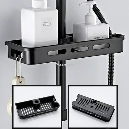 Bathroom Shower Storage Rack Organizer,  No Drilling Li-fting Rod Shower Head Holder.