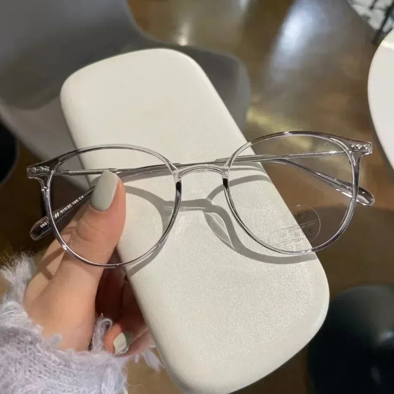 Lady Trendy Finished Myopia Glasses  for Women/Men.   Round Frame Blue Light Blocking Eyewear,Unisex, Retro,  Minus Diopter Eyeglasses.  NO PINK Left,  Make syre you Check availability.  Lots of choices but a lot already gone