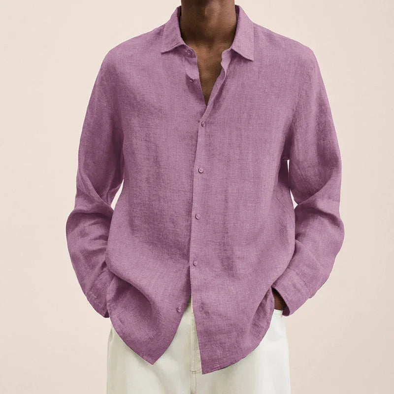 Men's Solid Colors, Cotton Linen , Long Sleeved, Casual Shirt