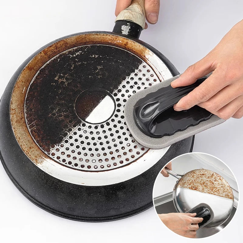 Magic Emery Sponge /Brush.   Wipe,  Eraser,  Cleaner for Kitchen or Bath,  Basement and Garage.Strong Decontamination Cleaning Tools With Handle Household Tools