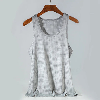 Men's Ice Silk Mesh Tank Tops,  Gym Stringer, Transparent Bodybuilding Sleeveless Shirt  for Fitness.