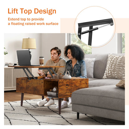 JHK Lift Top Coffee Tables For Living Room 39.37"x19.7" /Desk Tea Wood Dining Tables with Adjustable Storage Shelf,  Easy Lift Or Lower