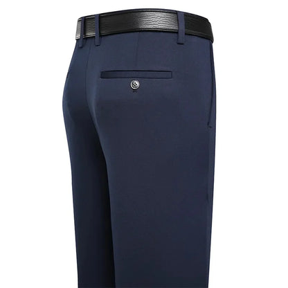 Men's Trousers, Summer -Thin Business Casual Pants.   Classic Solid Colors,  Elastic, Comfortable,  Loose,  Straight leg.