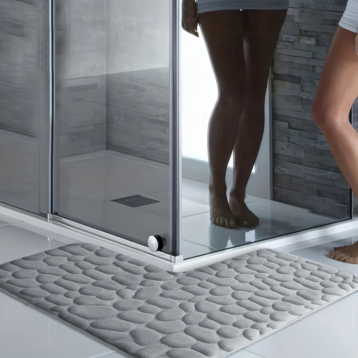 For L-shaped shower room, embossed , absorbent foot mat,  thick non-slip showe entrance mat