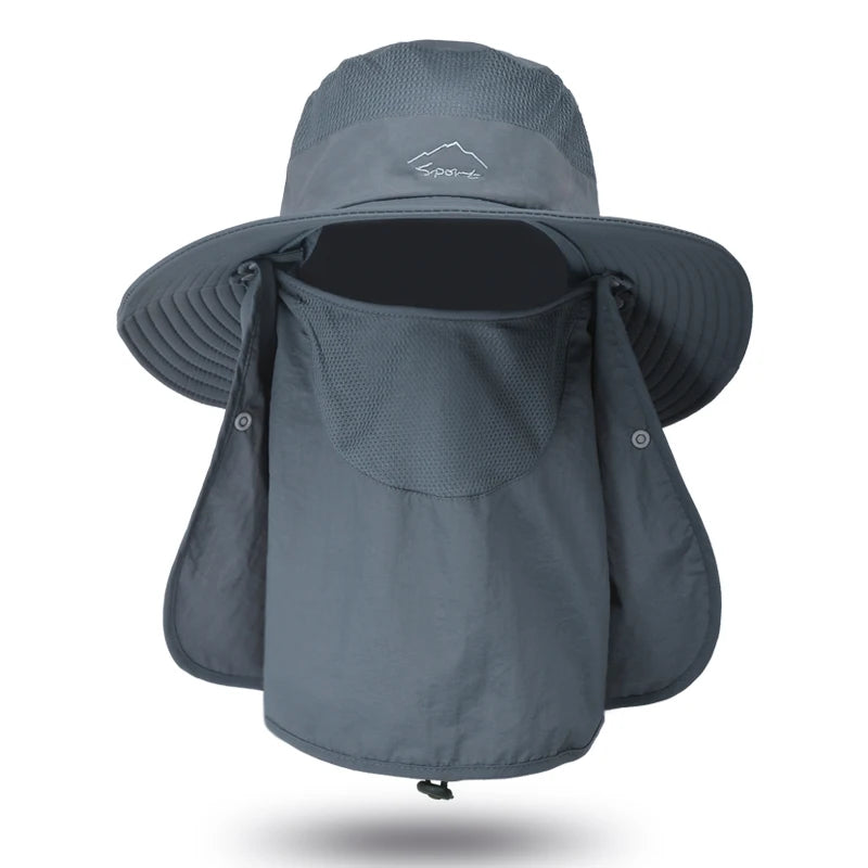 Fisherman's hat, sun hat, summer outdoor quick drying sun hat, fishing breathable sun hat,  face mask hat.  Ample SKY BLUE.  Black and Dark Gray have some Availabilty,  IF you HURRY!!!