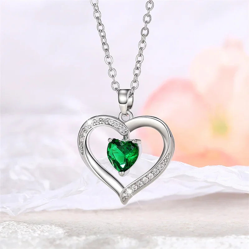 Elegant Style Heart shaped Pendant Necklace.  Hollow Design Mother's Day Gift.