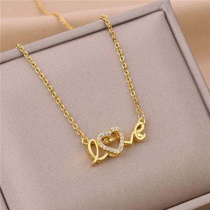 New In Light Luxury Zircon Crystal Stainless Steel Necklaces For Women. Sweet Female Clavicle Chain Jewelry.  Nice for everyday wear. Maybe nice for MOTHER/DAUGHTER Gift