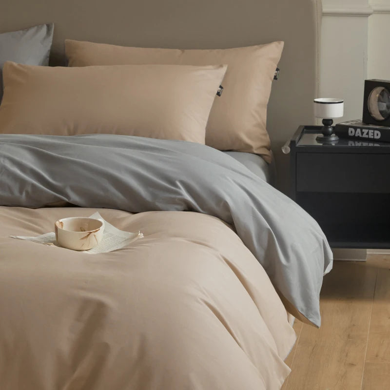 A-Class 100s Long-Staple Cotton Sateen, Brushed,  Solid Bedding Set Duvet Cover Set Luxurious Milled Softness, Smooth