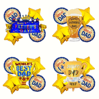 1 set  of Large "Best Dad "Trophy Foil Balloons for  Father's Day. Trophy Balloons for  Father's Day Party Decorations .