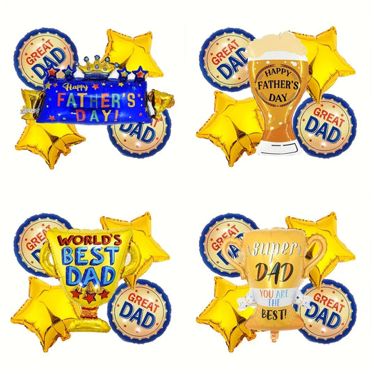 1 set  of Large "Best Dad "Trophy Foil Balloons for  Father's Day. Trophy Balloons for  Father's Day Party Decorations .