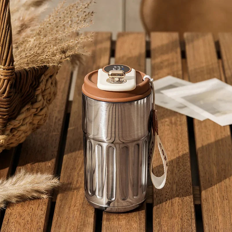 Intelligent Digital LED Temperature Display Coffee Cup.   Stainless Steel Thermo Bottle Keeps Cold and Hot, Thermal Mug Sports Cup