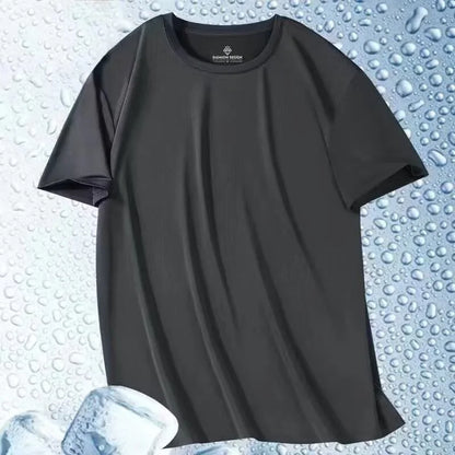 Summer Ice Silk Men T Shirt, Short Sleeve, Round Neck,  Breathable, Thin, Quick Drying Tees, Soft ,Elasticity, Some Color/sizes not Available, but most are available.  JUST check sizing charts, also.
