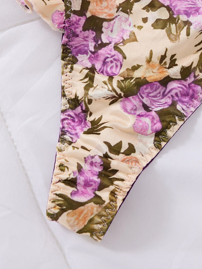 Comfortable Fitted Multicolor Floral Print Onesie - Soft Skin-Touch Design for All-Day Wear