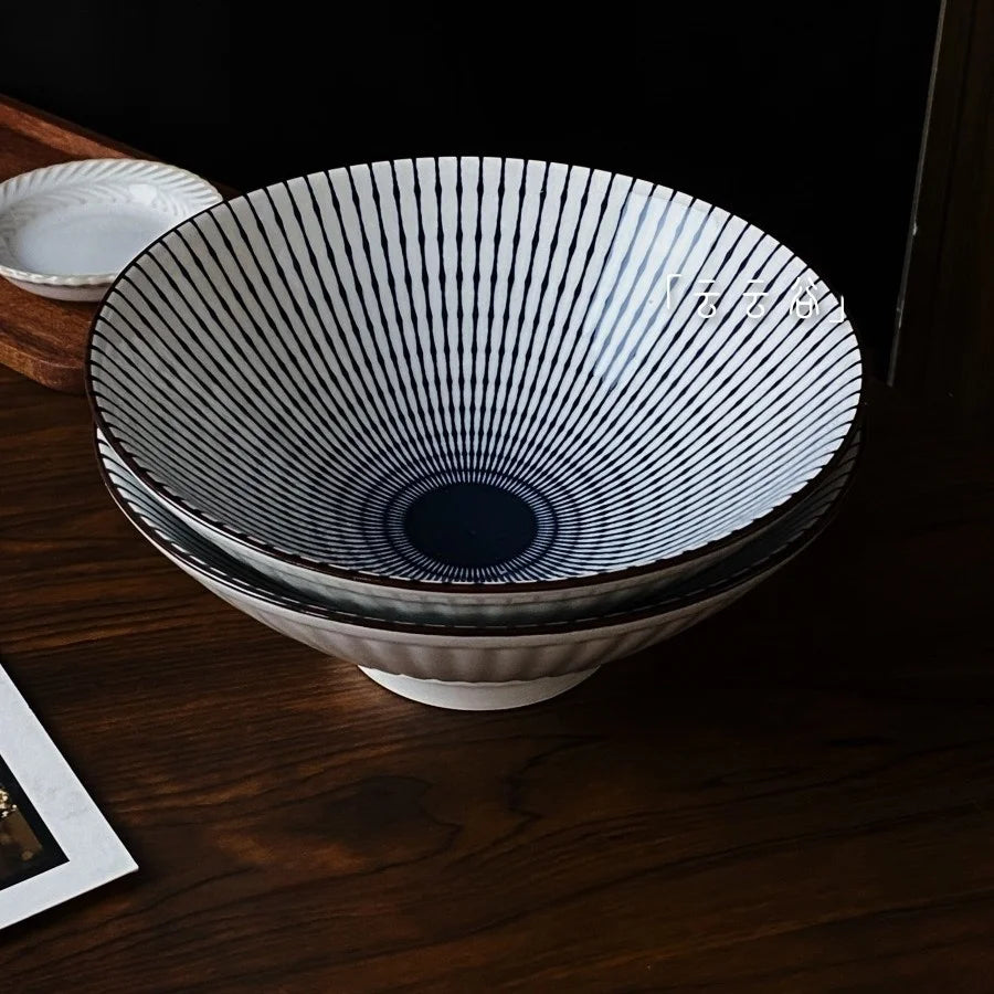 Large Size Hand-Painted Japanese Bowl for Soup,  Ramen, Etc.