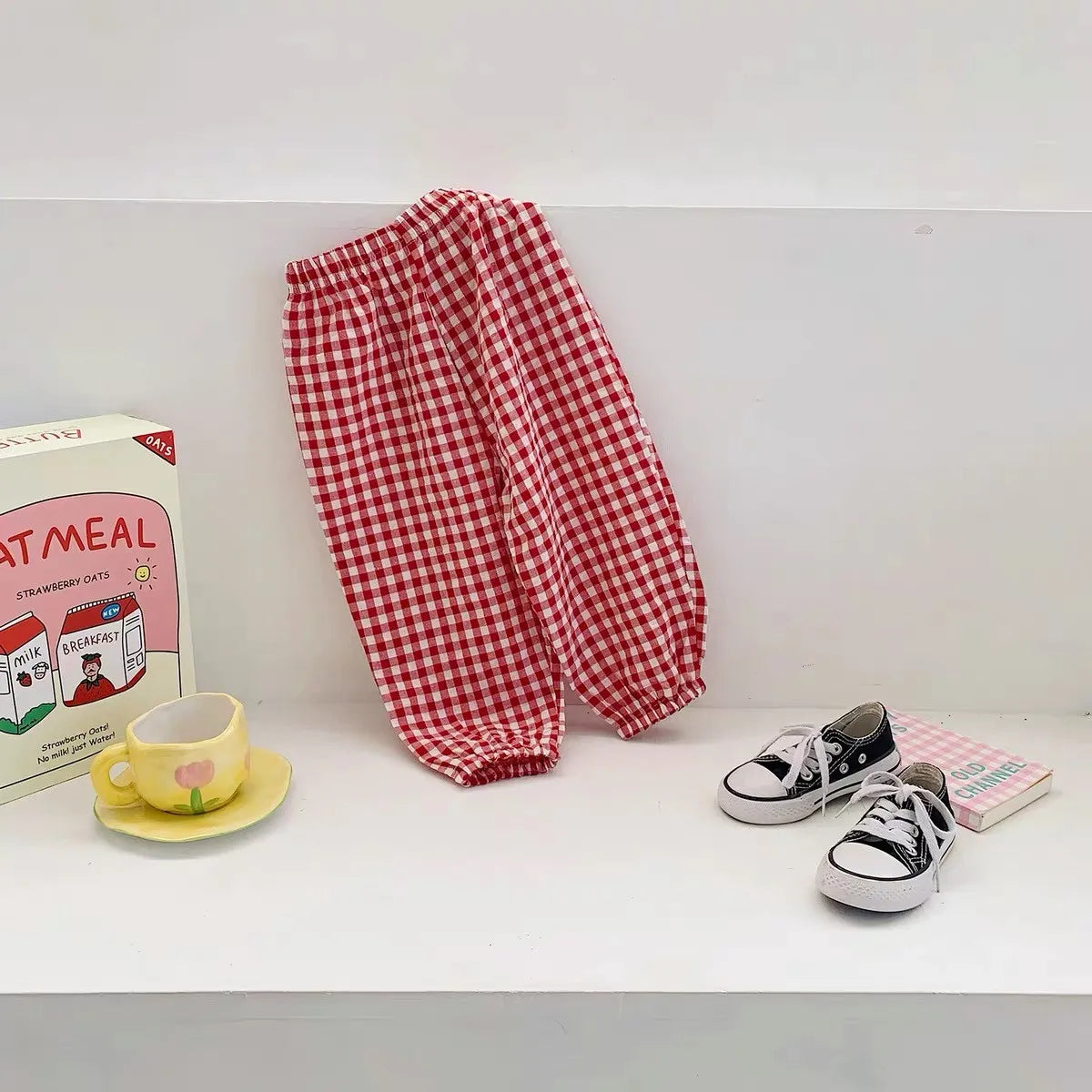 73-120CM Plaid Trousers,  Summer Girls Harlan Pants,  Children Fashion,  Versatile Pants,  Thin Cotton Mosquito Proof Pants.  Please check color/size/availability on charts.  So Cute.