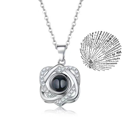 Love Heart Necklace  IN 100 Languages FOR  " I Love You".   Projection Pendant Jewelry For Mom Girlfriend Birthday Christmas Romantic Gifts