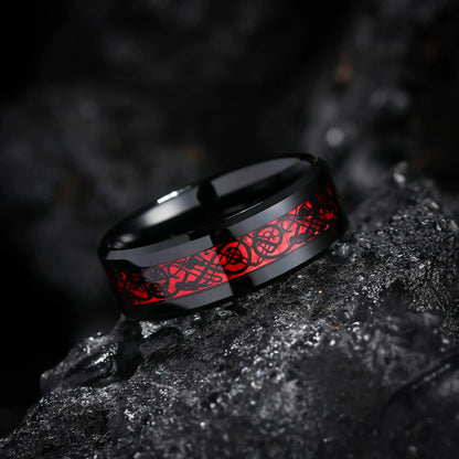 Charming Couples Rings . Romantic Womens Red Rhinestones Ring Set . Trendy Mens Stainless Steel Celtic Dragon Rings, Wedding Band Jewelry, Couples Rings, MOTHER and FATHERS DAY Gift