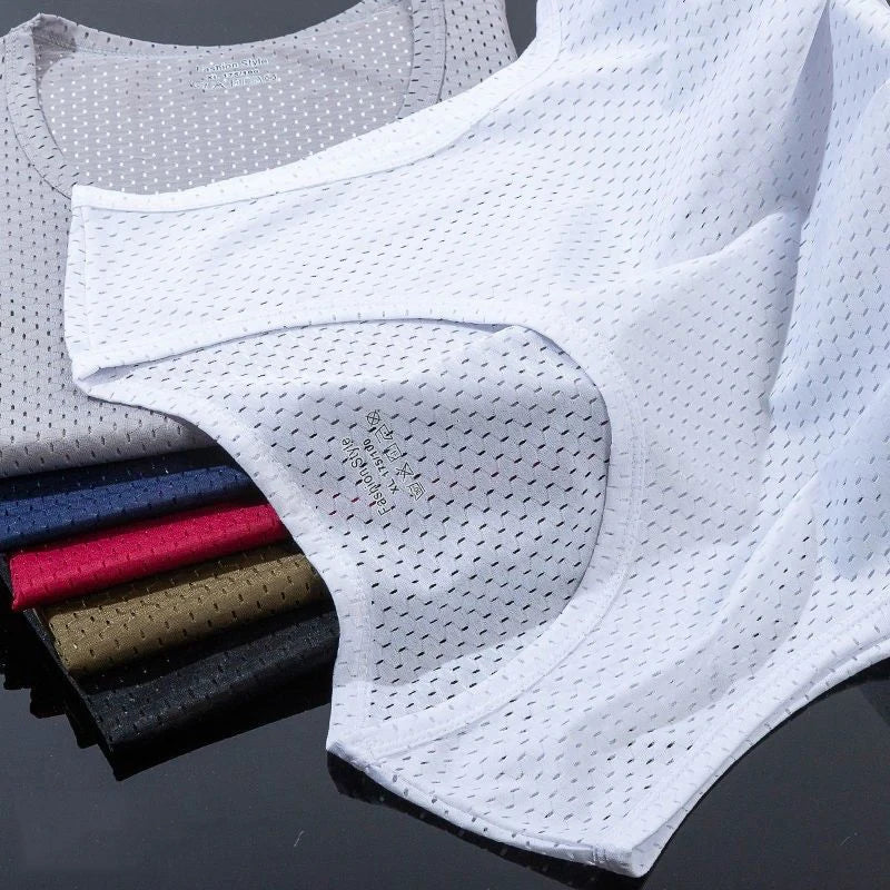 Men's Ice Silk Mesh Tank Tops,  Gym Stringer, Transparent Bodybuilding Sleeveless Shirt  for Fitness.