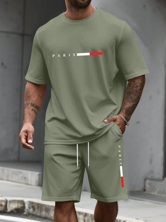 Men's Tracksuit,  2 Piece,  O-neck,  Short Sleeve Shirt /Shorts Set.   Men's Running Suit  in Plus Sizes T - shirts.  Lots of stock in some colors/sizes.  low stock in some.  Please be aware.