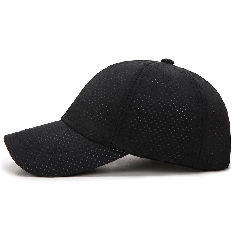 New Summer Men /Womens Snapback Quick Dry Mesh Baseball Cap /Hat .   Adjustable outdoor hat.  BLACK, WHITE,  LT GRAY Then Dk. GRAY.   Red is gone and the 4 that  are  left are from Most to Least