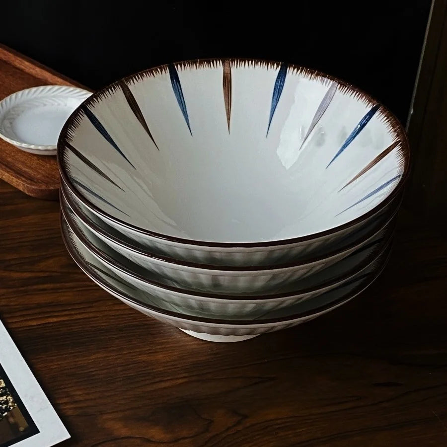 Large Size Hand-Painted Japanese Bowl for Soup,  Ramen, Etc.