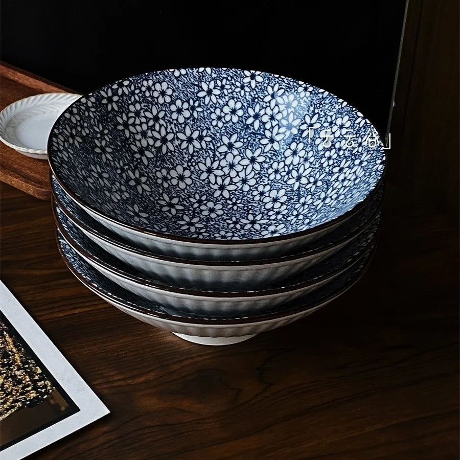 Large Size Hand-Painted Japanese Bowl for Soup,  Ramen, Etc.
