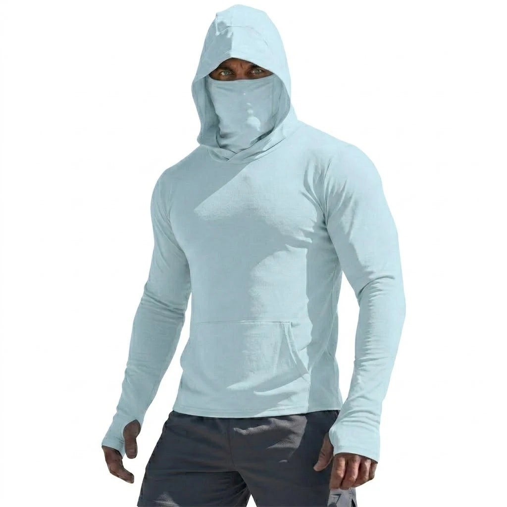 UPF50+ Performance T-Shit, t Mans Long Sleeve Summer Hoodie,  Casual, Sun Running , Quick Dry,  Sunscreen Fishing Ice Silk Pullover Shirt