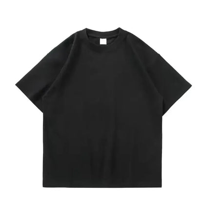 Black, White, COLORS,  GSM 500g Heavy-duty Pure Cotton T-shirt,  Thickened,  Threaded,  Round Neck,Short Sleeves,Half Sleeve Tees.