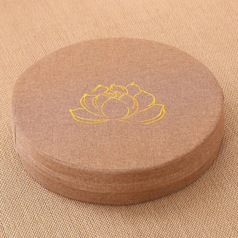 40X6CM Yoga Meditation Linen Cushion Hard Lotus Texture Meditation Cushion Backrest Pillow,   Removable Washable