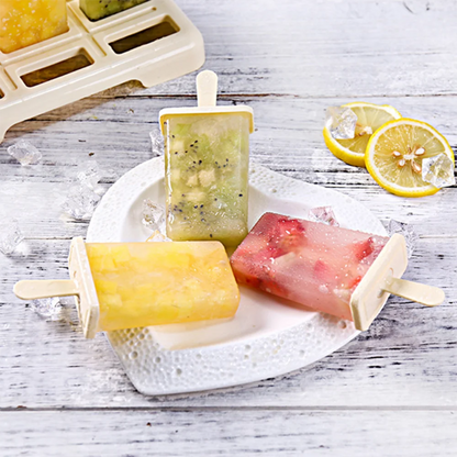 Ice Cream Popsicle Mold, DIY Ice Cream Machine,  Homemade Ice Box with Plastic Stick,  Ice-lolly Mold, Ice Cube Tray.