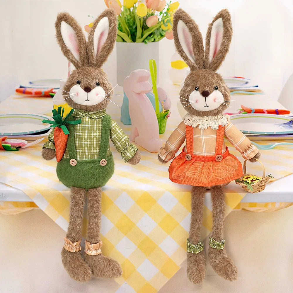 Easter Bunny Decor Fabric Craft. Cute Rabbit Figurine for Shelf Mantle Spring Home Decoration Table Centerpiece Ornament
