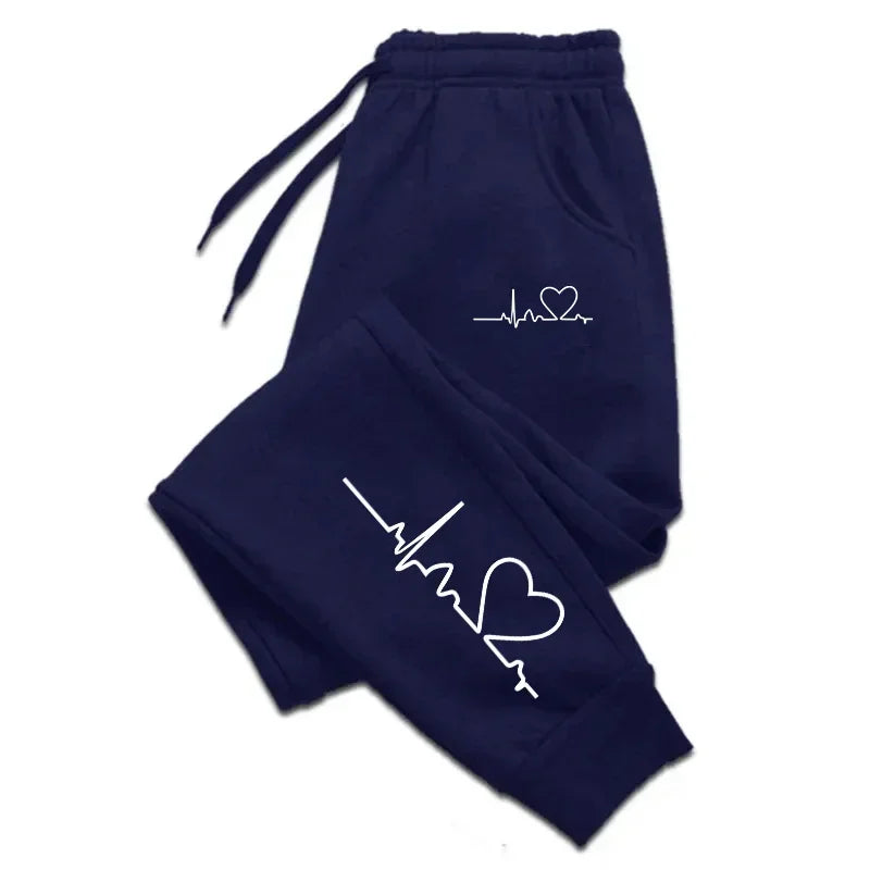 Womens Sweatpants for  Daily Casual.  Pants High Quality Fitness Tracksuit with Heart Print ,Street Sport Jogging Pants
