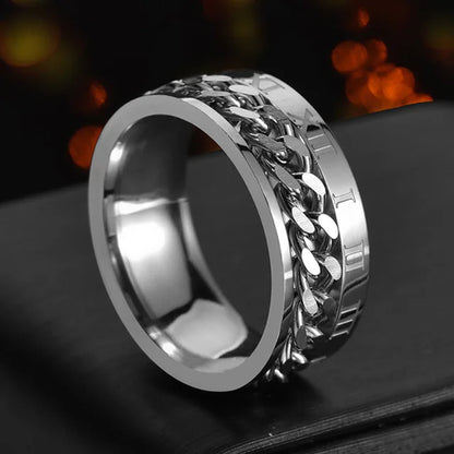 Cool Stainless Steel Rotatable  MENS/WOMENS Ring . High Quality Spinner Chain Punk Jewelry Style