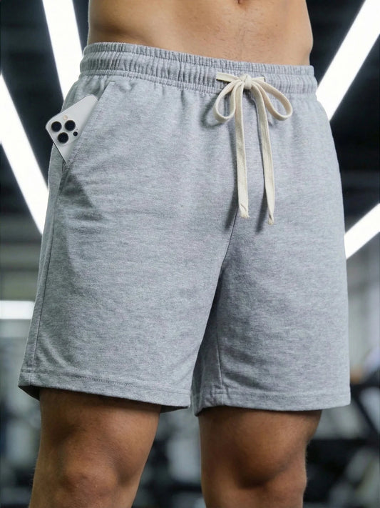 Summer Running Shorts for Men,  Casual Jogging Shorts,  Solid Colors,  Drawstring, Loose,  Gym Shorts