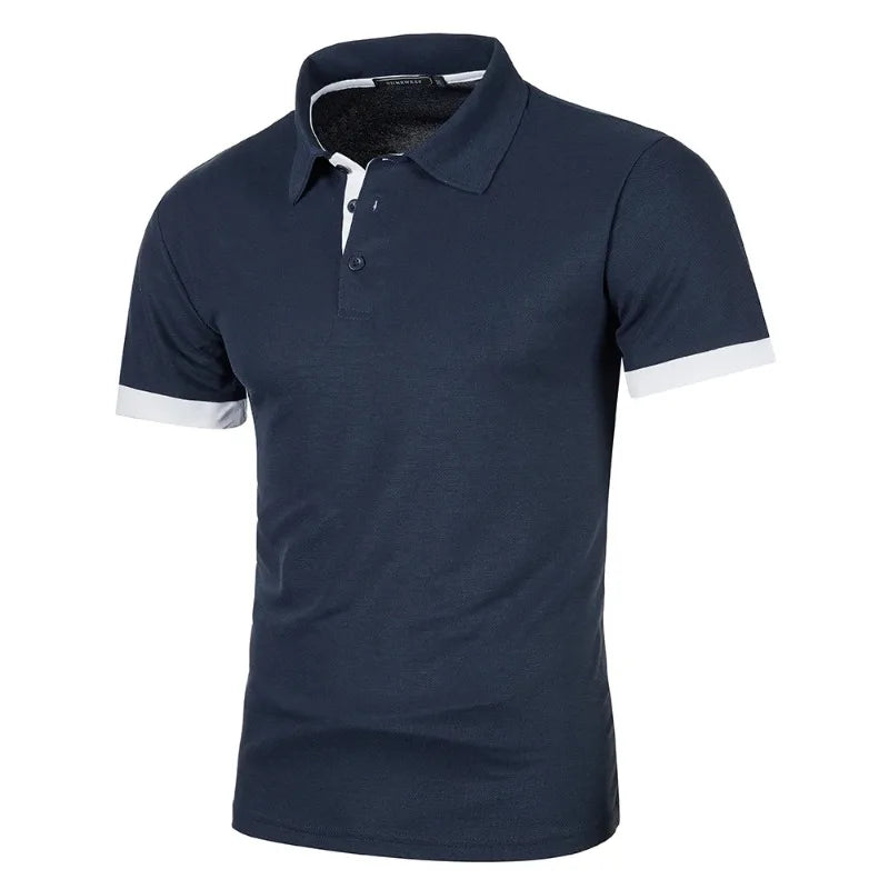 Mens Short Sleeve Polo Shirt, Solid Color Streetwear,  Lightweight Lapel Tshirts for Mens Summer Sport T