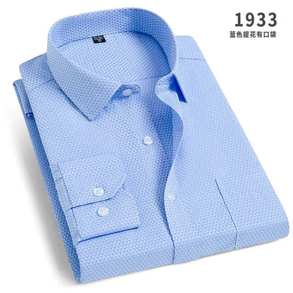 Spring  Men's Stripes and solids,  long-sleeved Shirt,  Non-ironing,  Anti-wrinkle,  Comfortable,  Breathable,  Business Casual Fashion Slim Fit