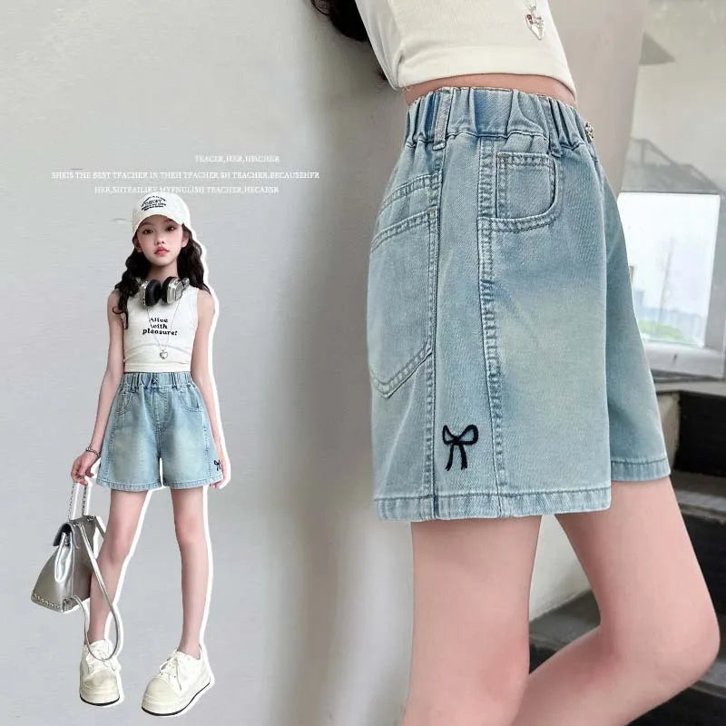 4-14Yrs, Girls Jeans  for Summer.  Girls Denim Shorts,  Trendy Casual Young Teenage Girls,  Shorts  for Junior Girls