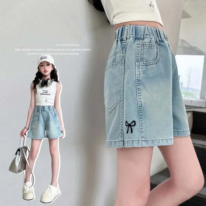 4-14Yrs, Girls Jeans  for Summer.  Girls Denim Shorts,  Trendy Casual Young Teenage Girls,  Shorts  for Junior Girls