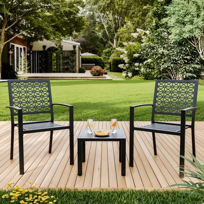 Patio Bistro Set,  3 Piece, Bistro Table and Chairs (Set of 2 ) Outdoor, Small Patio Furniture Sets with Coffee Table Garden Supplies,