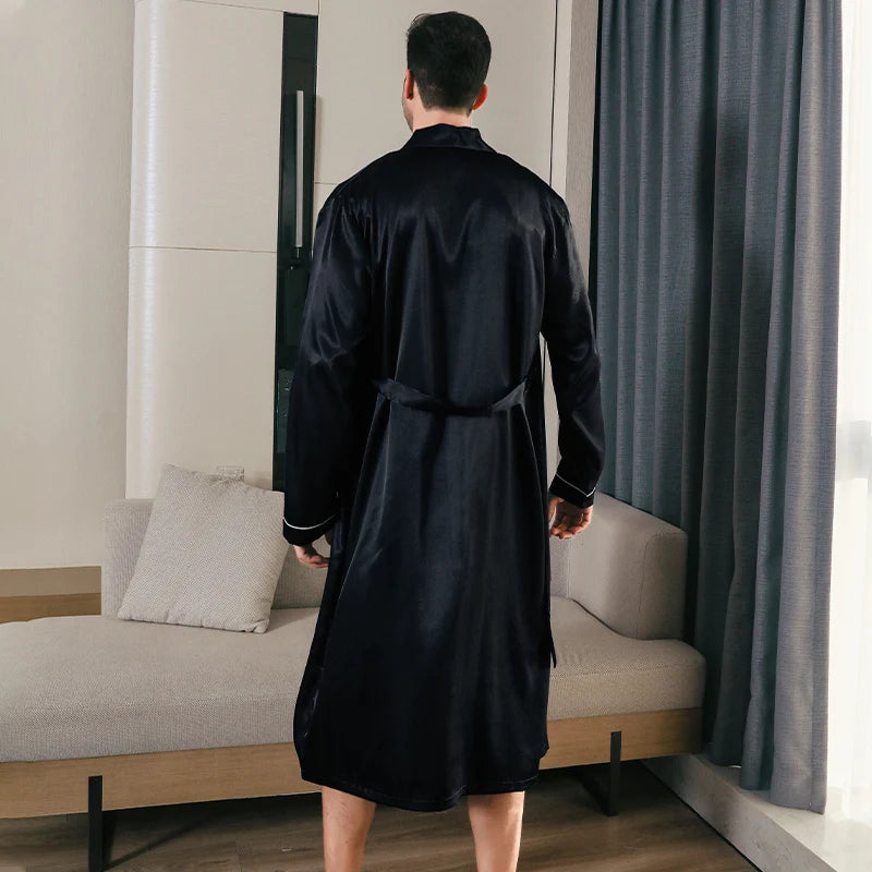 Mens spring and autumn silk /thin/ style -oversized pajamas, long sleeved bathrobes, ice silk bathrobes,  clothing  for summer