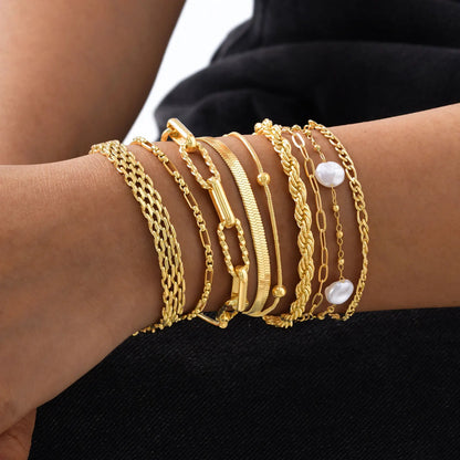 Waterproof Stainless Steel Chain Bracelets For Women.  Gold Plated Fashion and   Stackable Link Bracelet Gifts.  Great Gift for MOTHERS DAY