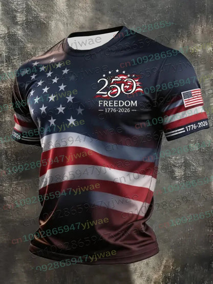 America 250th Anniversary 3D Print Mens TShirt USA Flag 1776–2026 Patriotic American Independence Day Apparel  and any other Patriotic Holiday, or everday just because.