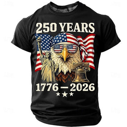 America 250th Birthday Eagle Flag 250 Years 1776-2026,  PRINTED Unisex Men's  and Womens T-Shirt, Casual  Vintage -style Clothing