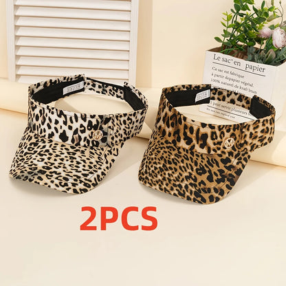 Women's Summer Adjustable Hollow Top Baseball Cap in s  Leopard Prints, Sun Visor,  Breathable,  UV Protection