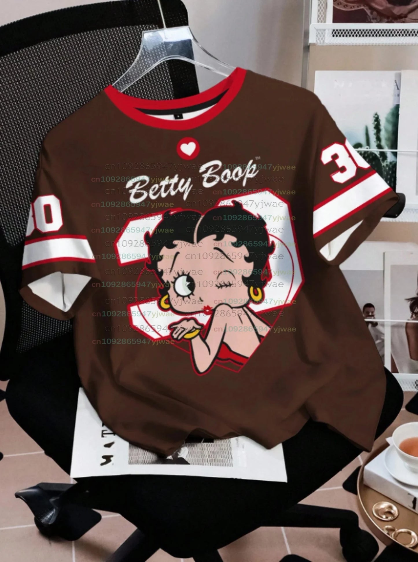 2026 Cartoon duck Betty Boop  Print.  UNISEX short Sleeve T-Shirt, Casual 3d Print,  Transitional tops from Summer to fall. Sport Tops/ T-shirt