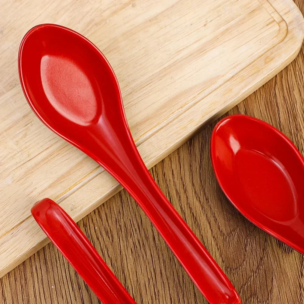 1/5/10pcs Plastic representation of traditional Porcelain Spoons for  Japanese Rice, Dumplings, Porridge,Soup.