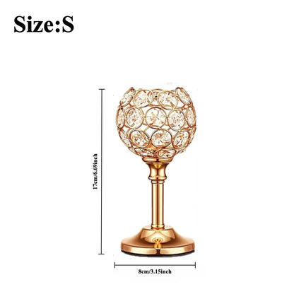 1Pcs Modern Crystal Tealight,  Metal Candle Holders,  Wedding Party, Church Deco,  Dinning Table Centerpieces Candlestick Decoration