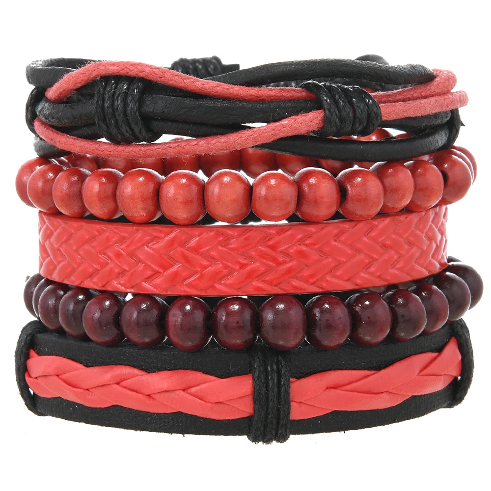 5pcs  black leather braided  bracelet for men /women